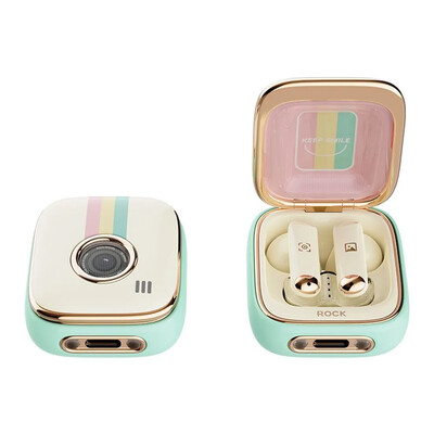 Наушники Bluetooth Rock Retro Style TWS Earphone Camera (ANC) Beige, Type-C