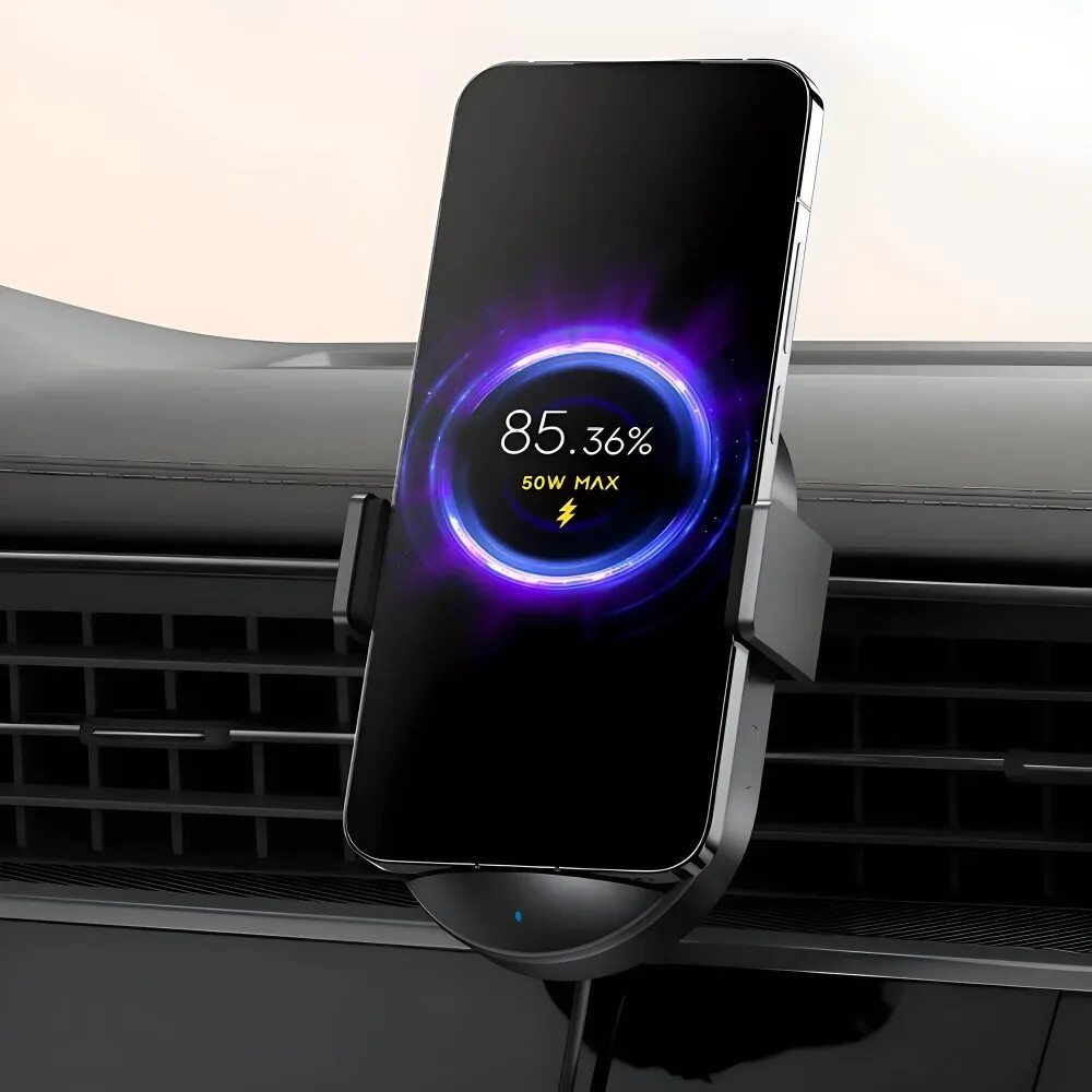 Авто-держатель Xiaomi Wireless Car Charger 50W MDY-17-EZ BHR9284CN воздуховод + самоклейка Black, изображение 2
