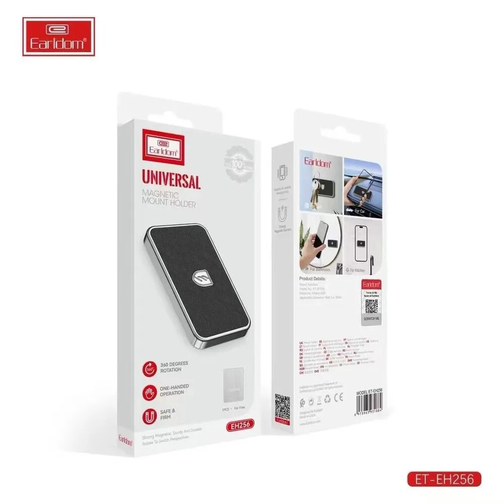 Авто-держатель Earldom EH256 магнитный самоклейка черный прямоугольный, изображение 2