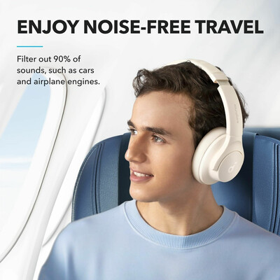 Наушники Bluetooth Soundcore Q20i A3004P21 ANC On-Ear Headphones White Beige, Type-C, изображение 2