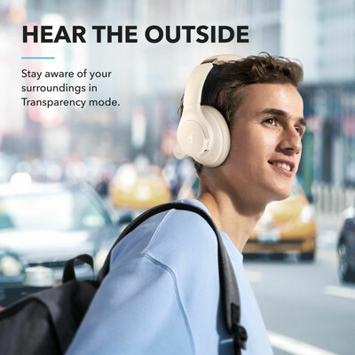 Наушники Bluetooth Soundcore Q20i A3004P21 ANC On-Ear Headphones White Beige, Type-C, изображение 3